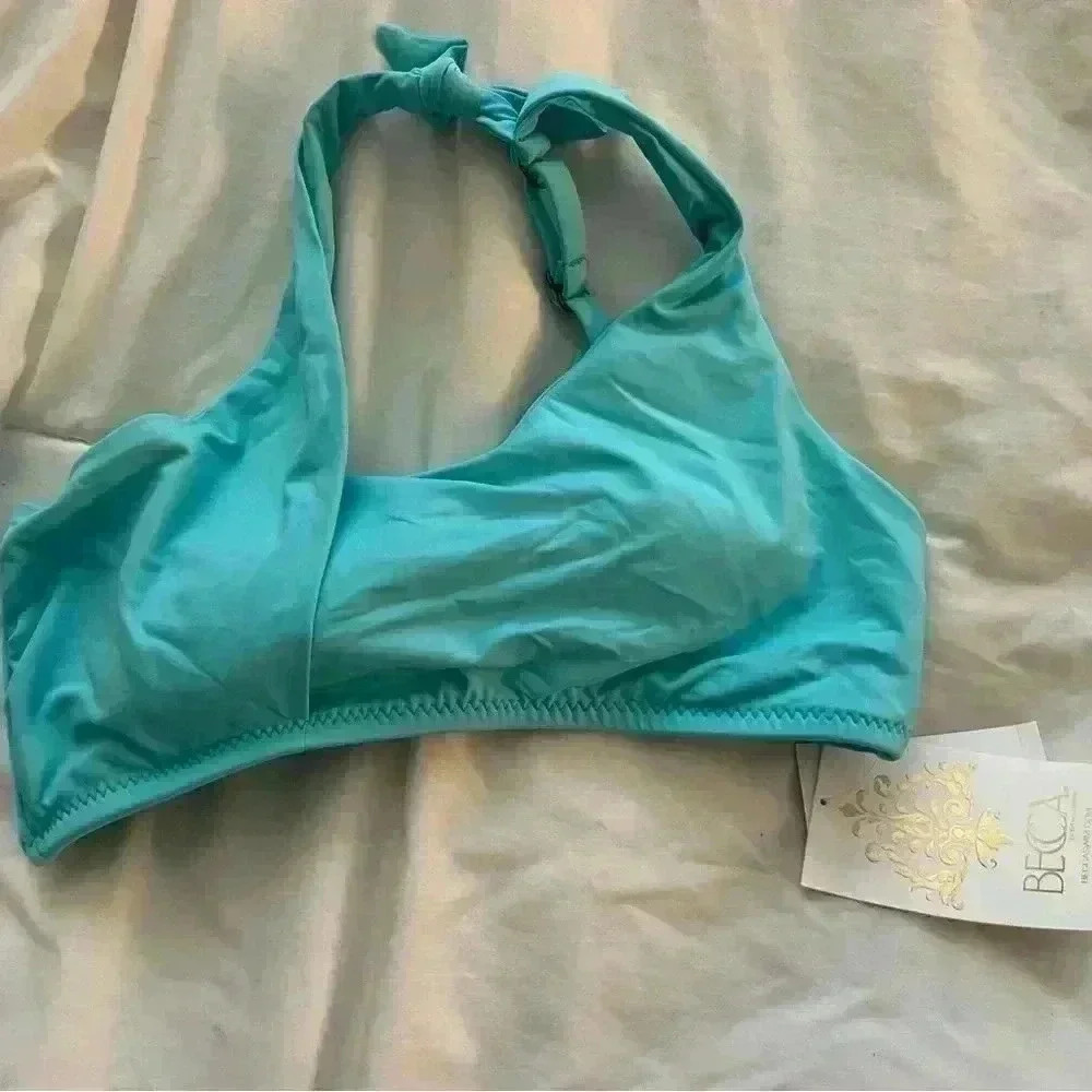 BECCA BY REBECCA VIRTUE  Bikini Top - Blue, size SMALL - NEW - NWT